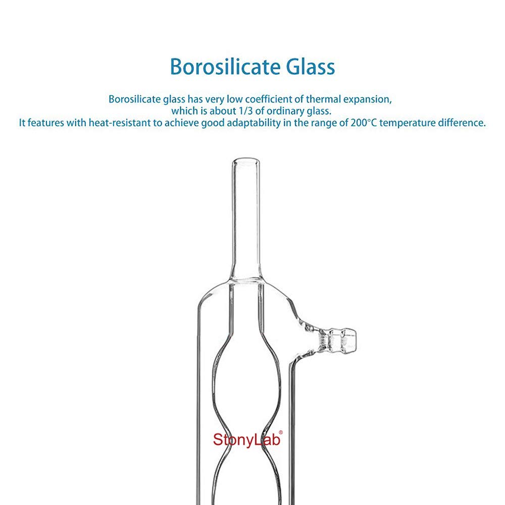 stonylab Reflujo Condensador Allihn para Extractor Soxhlet, Vidrio Borosilicato Condensador Allihn con Junta 50/42 500 mm de Longitud de Chaqueta Vidrio Condensador Laboratorio