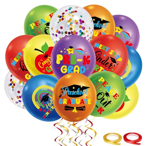 Hokinaa Preschool Graduation Decorations Balloons - 56 Pcs Class of 2026 Pre K Congrats Grad Party Essentials Next Stop Kindergarten Peace Out Prek Colorful School Accessories Supplies Stuff Decor