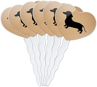GRAPHICS & MORE Dachshund Wiener Dog Heart Love Cupcake Picks Toppers Decoration Set of 6