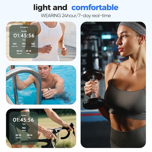Image of BIEMHA Smart Ring Health Tracker, Sleep Exercise Health Monitoring Smart Ring for Women & Men, Daily Tracking, IP68 Waterproof, iOS /Android Compatible, No Subscription, 5‑Day Battery Life (Black, 7)