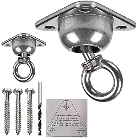 Dakzhou Ball Head Hanger, 360° Rotation +30° Swing Device, sandbag, Speed Ball, Yoga, air Dance, Rotary tire, Rotary Pendulum and Other Items (1 Hanger + Installation Accessories) Cover