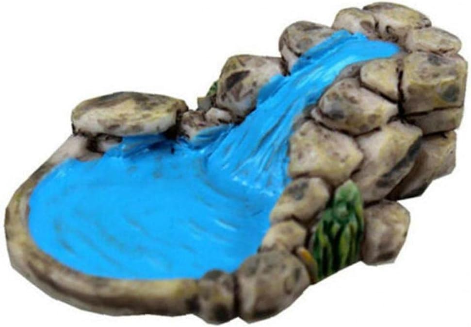 DPWOUM 1 kit de adornos de estanque en miniatura para jardín de hadas de paisaje azul para decoración de arroyo de montaña, accesorios de manualidades para el hogar, estatuas al aire libre