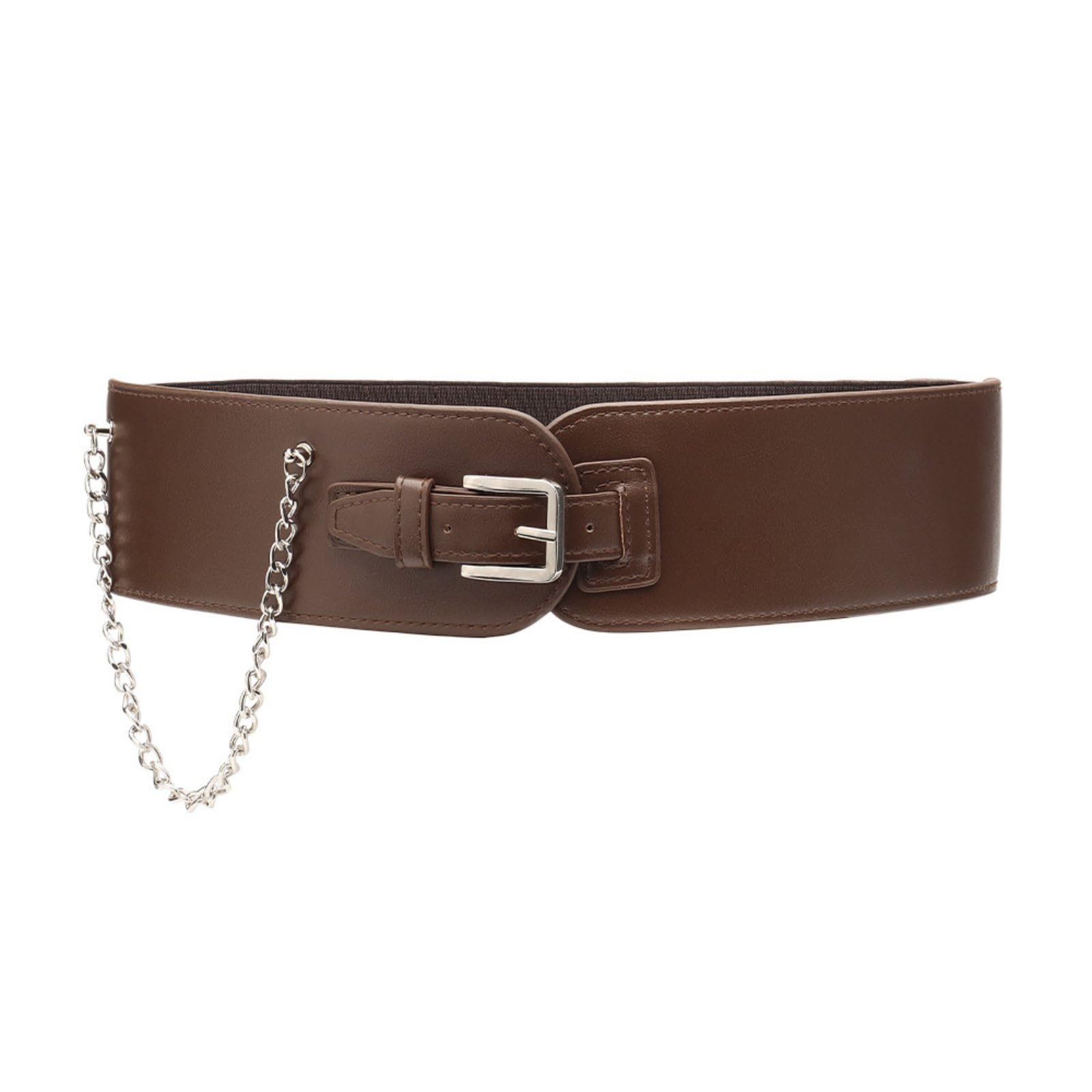 Easy To Match Wide Waist Belt Stretchy Elastic Adjustable Buckle Fashion Accessory For Women, Dress Styling, Brown | Belts Womens Accessories Clothing Shoes-image-23