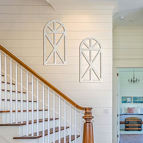 image for Yulejo 2 Packs 15.16 x 7.7 Inch Rustic Wood Window Frame Wooden Cathed