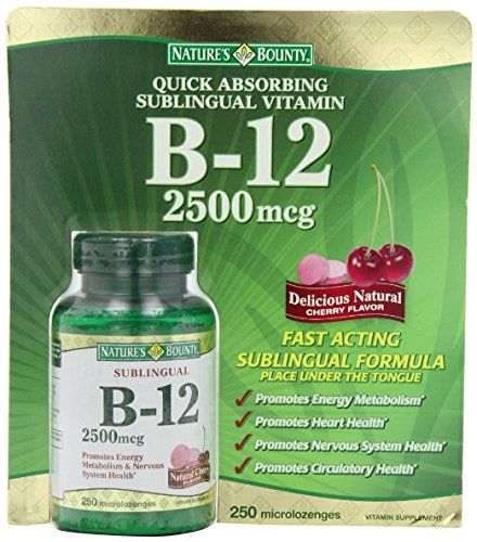 Nature's Bounty Sublingual Vitamin B12-2 Bottles, 250 Cherry Micro-Lozenges Each