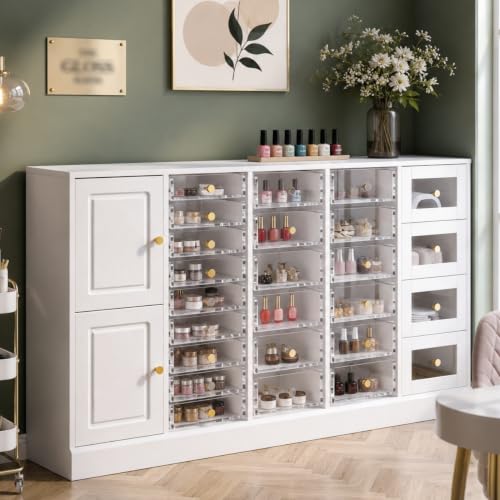 Image of Timechee Nail Polish Salon Storage Cabinet with 25 Clear Acrylic Drawers