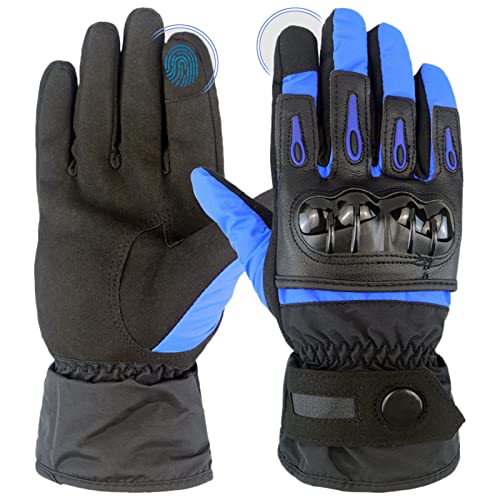 Hifrom Guantes Moto Invierno, Impermeables y Resistentes al Viento, Pantalla Táctil Cálido Guantes Moto para Scooter, Senderismo de Invierno y Deportes al Aire Libre(XL, Azul) Cover