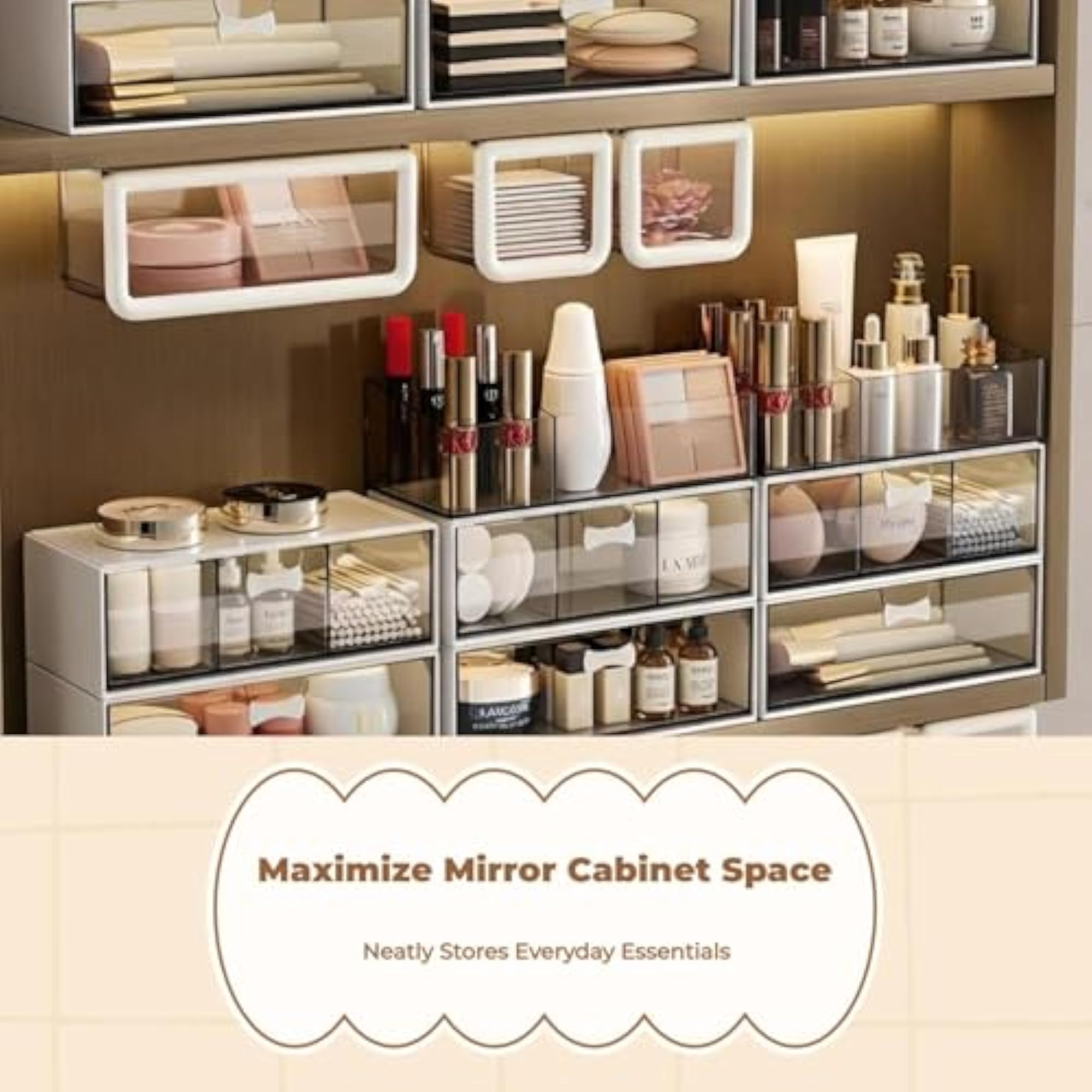 Mirror Cabinet Organizer, Drawer Design Makeup Storage