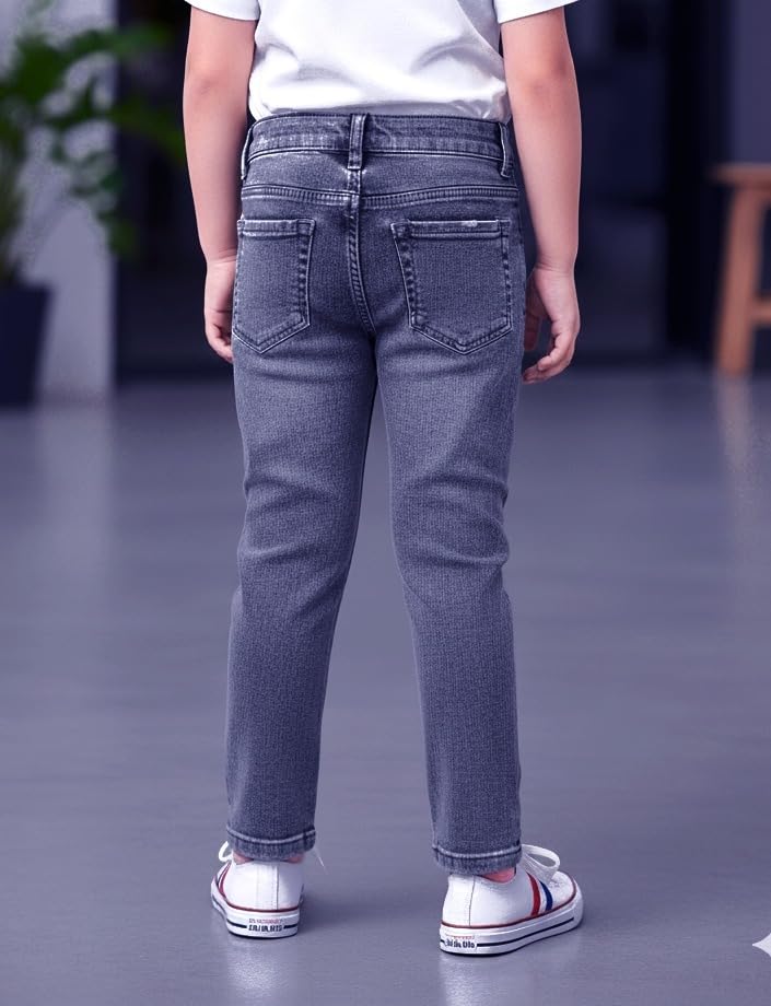 Image of A.T.U.N. (ALL THINGS UBER NICE) Boys Cotton Stretchable Straight Fit Denim Jeans | Soft Washed Mid Rise Comfort Jeans for Everyday Wear | Durable Stylish Casual Bottom Wear