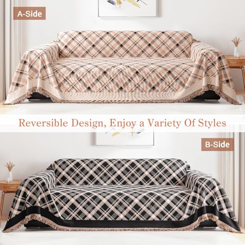 jianyana Sofa Covers Soft Durable Reversible Chenille Sofa Slipcover Couch Covers Modern Plaid Universal Furniture Protector for 1 2 3 4 Seater Sofa Loveseat L-shape Corner Futon Sofas - Image 3