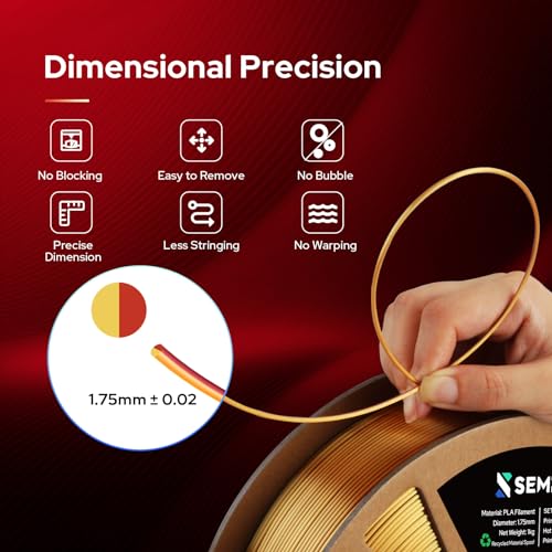 Image of 1.75mm PLA Filament, Dual-Color Silk PLA Filament Gold Red, 3D Printer Filament Fit for Most Printers and 3D Pen, 3D Printer Accessories,1KG(2.2lbs) /Spool