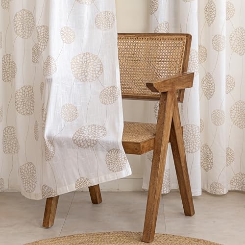 Image of HOMEMONDE Sheer Window 5 Feet Curtains 1 Piece - Printed Sheer Light Filtering Curtain Top Style Eyelets - (60 Inches, Gold)