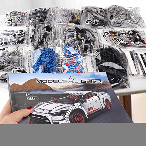 Technik Auto Bausteine für Nissan GTR, Mould 13172, Technik Rennwagen Modell, Groß MOC Klemmbausteine Bausatz Kompatibel… – Bild 7