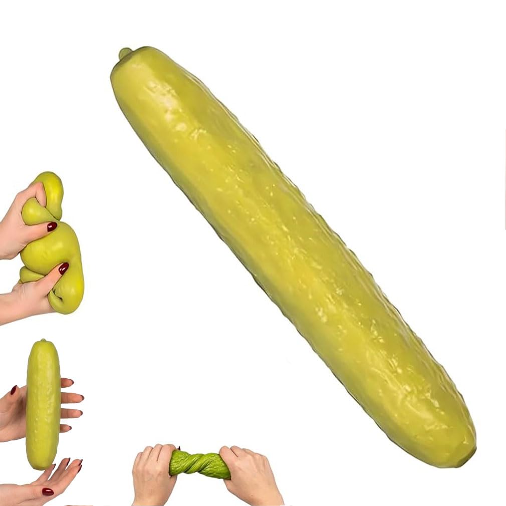 Pickle Squishy Jumbo Giant Cucumber Squeeze Toy Novelty Stress Relief Ball, Jumbo Pickle Squishy Toy, Jumbo Cucumber Shaped Fidget Toy, Novelty Pickle-Shaped Squishy Squeeze Sensory Fidget Toy (B)