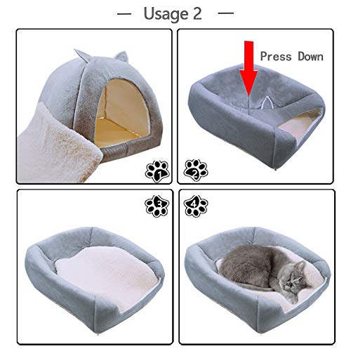 Handgeweven kattenhuis voor binnen, schattig kattenoor alle seizoenen wasbaar ademend semi-gesloten kattenbed, geeft katten een warm huis, 45 x 45 cm