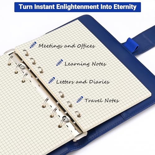 Lidwot A6 Rasterliniertes Nachfüllpapier, 100 g/m², dick, beige, keine Blätter (80 Stück), vorgestanzt, passend für A6 6-Ringbücher für Büro, Schule und Lehrer, doppelseitig ohne Durchlaufen