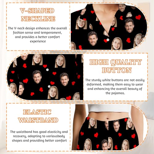 Personalized Matching Pajamas Set For Couples Women Men Custom Funny Photo Face Pjs Gifts For Birthday Valentine's Day3