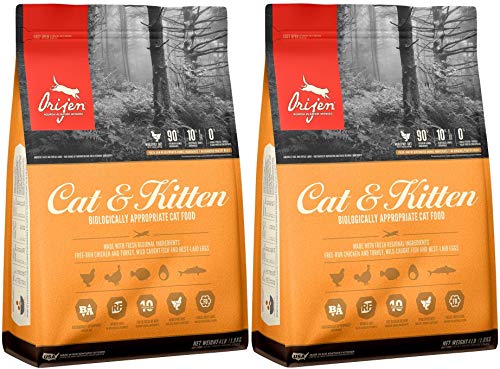 Orijen 2 Pack of Cat & Kitten Grain-Free Dry Food, 4 Pounds Each, Made in The USA Orijen 2 Pack of Cat & Kitten Grain-Free Dry Food, 4 Pounds Each, Made in The USA