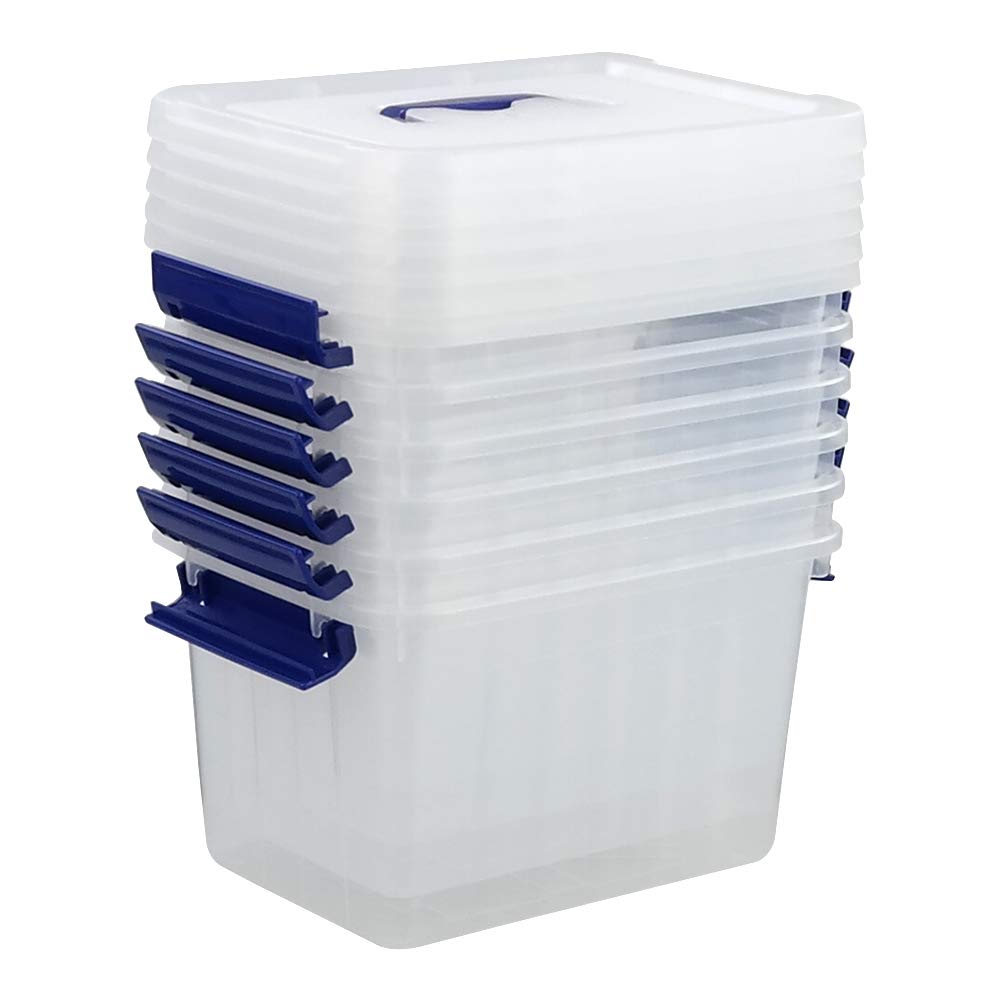 Farmoon 6 L Scatola Portaoggetti in Plastica con Coperchio e Manico, Confezione da 6
