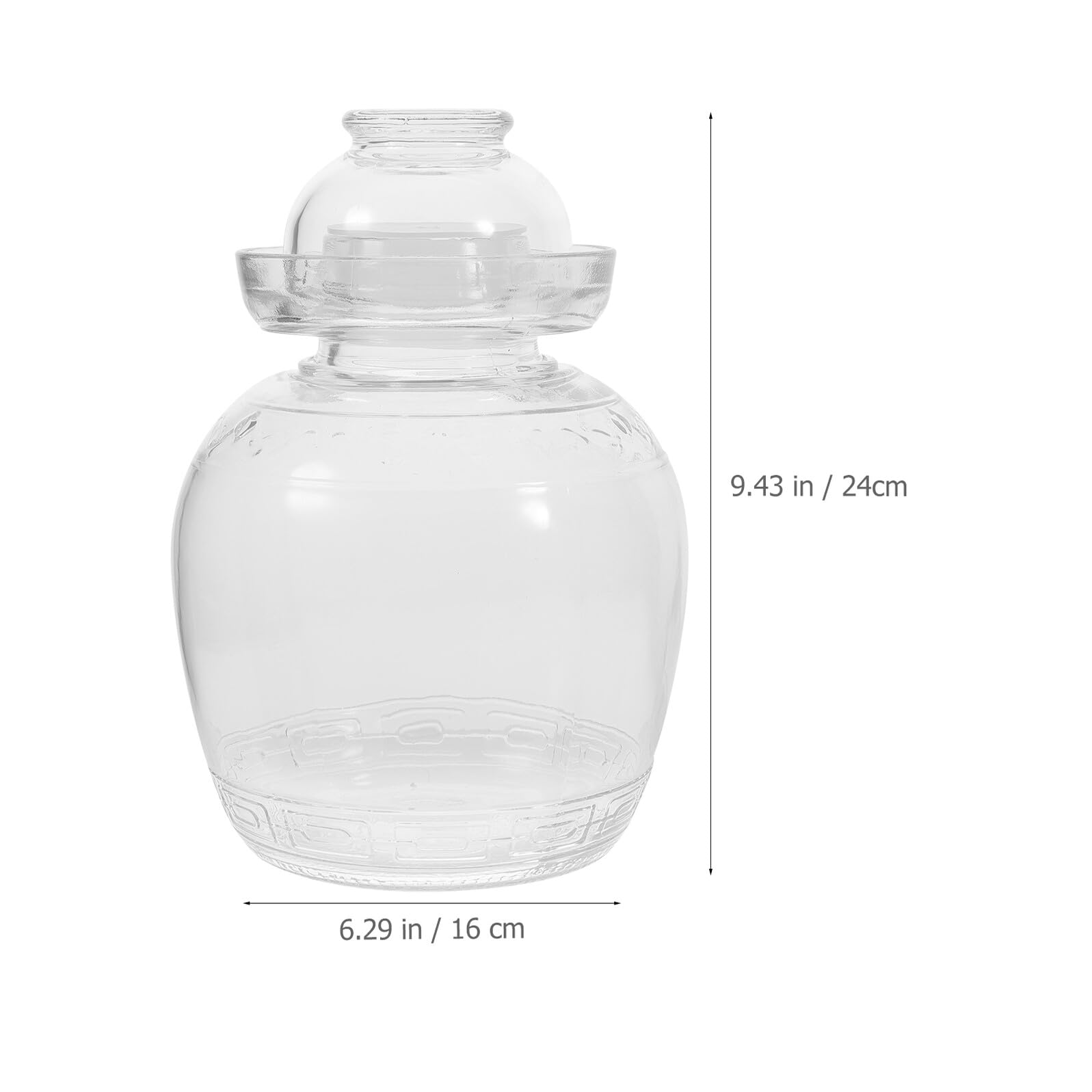 Uonlytech Barattolo per Fermentazione Alimentare in Vetro Spesso con Coperchio Sigillante Vaso per Sottaceti e Verdure Design Inciso Trasparente Capacità Uso Domestico e Conservazione