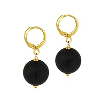 Vista 1 de Gempires Black Shell Pearl Hoop Earring, Dangle, and Drop, Shell Earrings 14K Gold Hoop Earrings, Everyday Wear Pearl Jewelry
