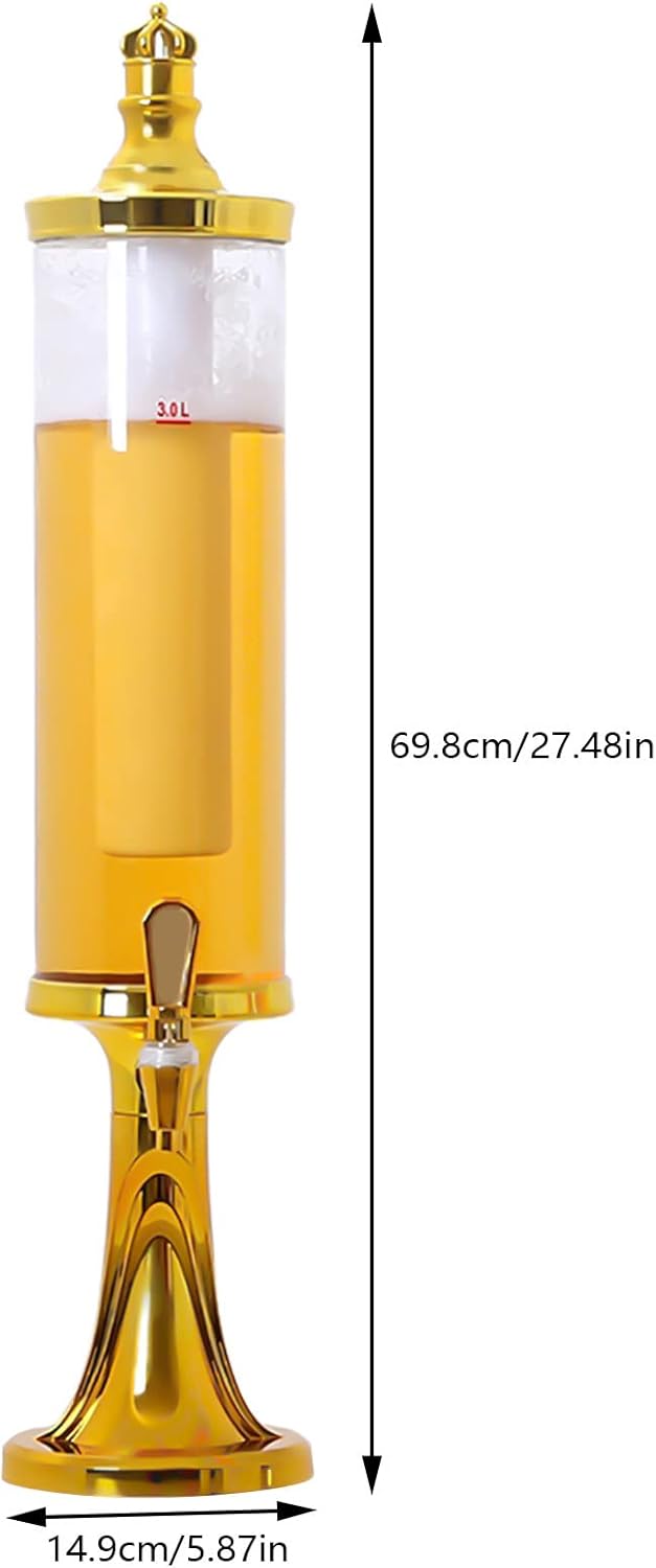 Golden LED wine barrel, 3-liter large capacity, colorful lighting design, highlights of party decoration Enjoy the Coolness