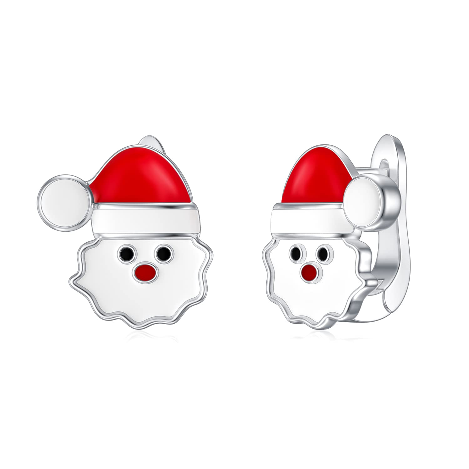 LONAGO Orecchini A Cerchio Di Babbo Natale In Argento 925, Gioielli Huggie Carini E Originali Per Donne E Ragazze - Idea Regalo Di Natale
