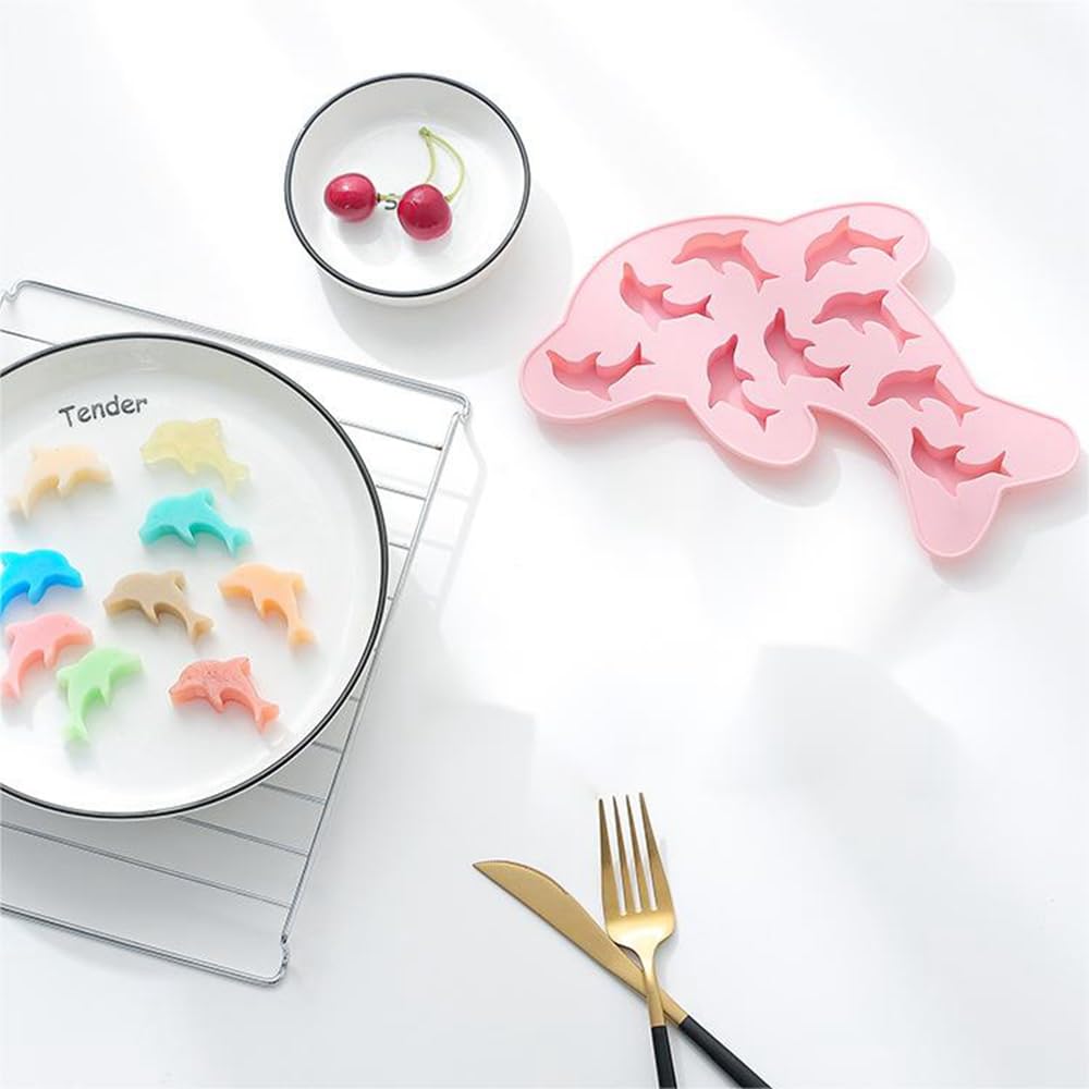 Stiesy 2Pcs Dolphin Silicone Moulds Reusable Ocean Dolphin Chocolate Mould Sea Animal Candy Molds for Baking Fondant Cake DIY Soap Pudding Party Snacks Treats Gifts โ image 1