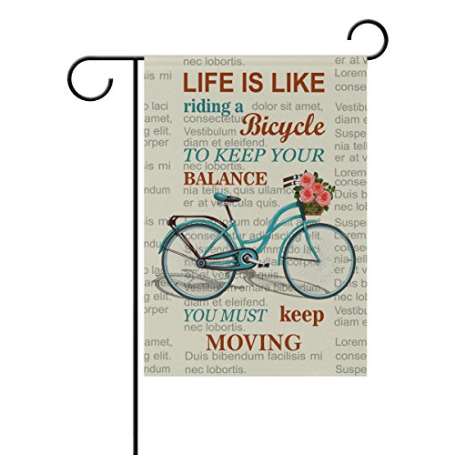ALAZA Life is Like Bicycle Polyester Garden Flag House Banner 28 x 40
