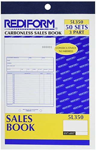 Rediform Sales Order Book, 5.5" x 8", 50 Numbered Triplicates (5L350)