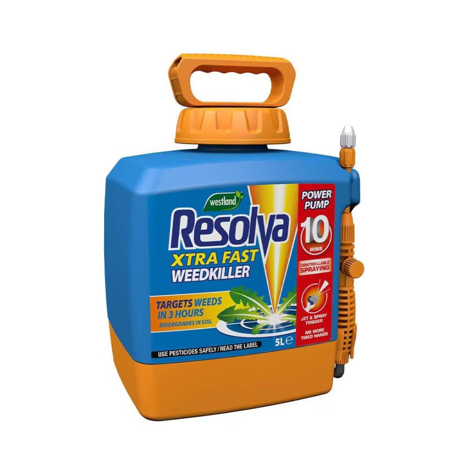 Resolva Xtra Fast Weedkille Ready to Use, Fast Acting Formula for Eliminating Weeds, Ideal for Paths, Driveways, Lawns, & Gardens – Effective Results in Just Hours, Safe & Convenient (5L Power Pump)