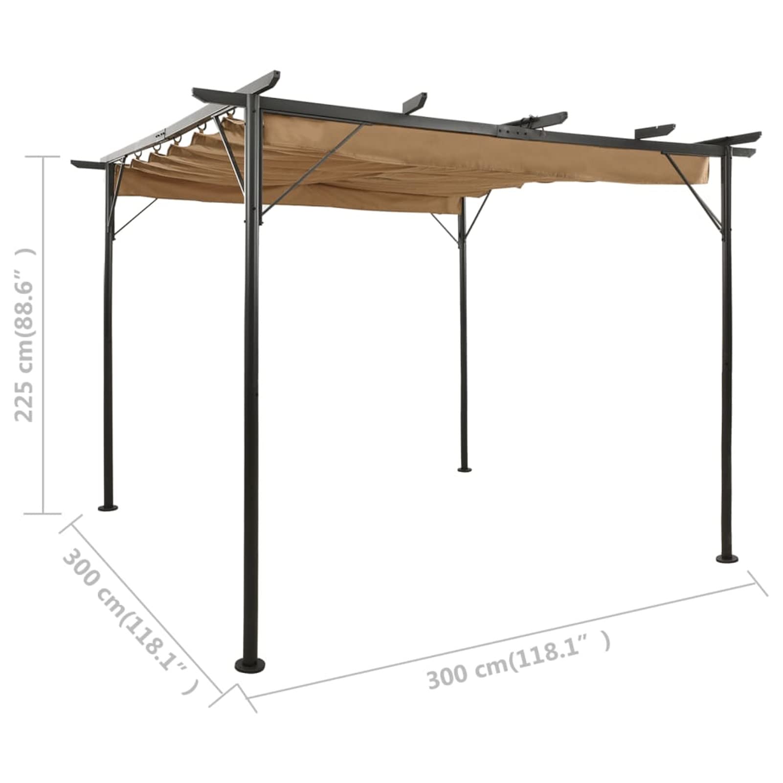 Lechnical Pergola con Tetto Retrattile Talpa 3x3m in Acciaio 180 g/m²