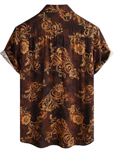 Image of JOTOOK Mens Hawaiian Shirt Short Sleeve Button Down Tropical Shirts Casual Floral Summer Beach Shirt