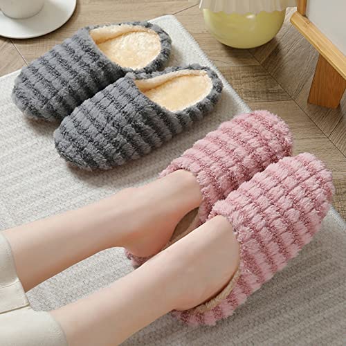 Slippers For Women Fuzzy Warm Memory Foam Comfy House Slipper with Anti-Skid Rubber Sole for Indoor and Outdoor Non-slip Closed Toe Bedroom Shoes4
