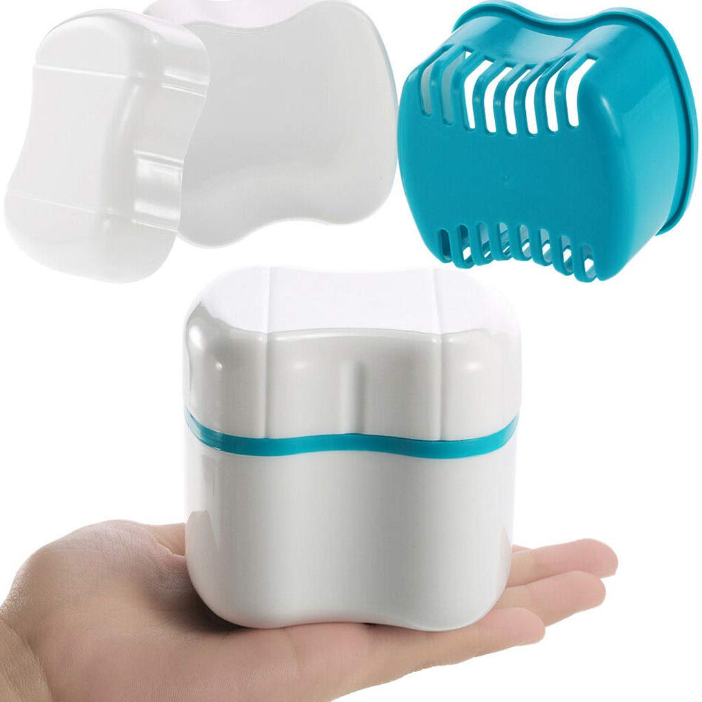 Strong Denture Case,Denture Retainer Case,Denture Cups Bath,Dentures Container with Basket Denture Holder Retainer Cleaning for Travel,Home,Office. : Health & Household