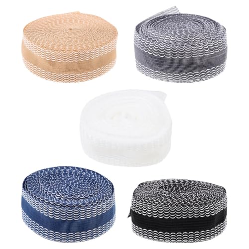 Tofficu 5rollos Cinta Termoadhesiva para Dobladillo para Pantalones Jeans y Vestidos DIY Fácil sin Coser con Colores Negro Gris Blanco Beige y Azul