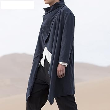 L'Or ロル Irregular hem Cape Coat Men's Casual Irregular Hem Cape Cloak Pullover Poncho