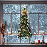 Suncalla Wall Christmas Tree with Lights 40inch, Artificial Wall Hanging Xmas Decoration with 50 LED String Lights, Saving-Space Door Hanging Xmas Tree Small Space Home School Office(Gold)