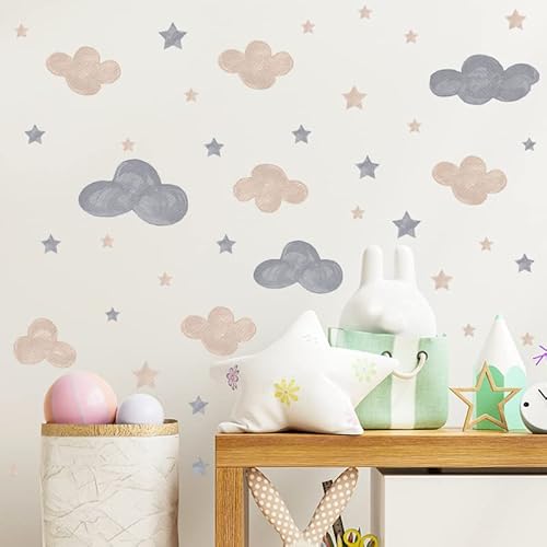 HGDESIGN® Wandtattoo Wandaufkleber Wandsticker Wolke Rosa Mehrfarbig Kinderzimmer Babyzimmer Kind Baby Mädchen Wanddeko Selbstklebend Cover