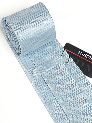 Image of HISDERN Mens Striped Tie and Pocket Square Set Necktie for Men | soft smooth texture, wrinkle-free, neat hand-tied knot, gifting ready, regular 3.4 width, coordinated look, business wedding
