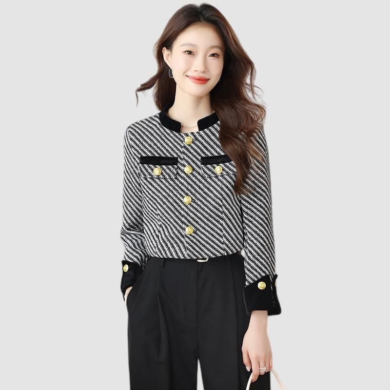 Veste courte texturée à boutonnage simple et finitions patchwork