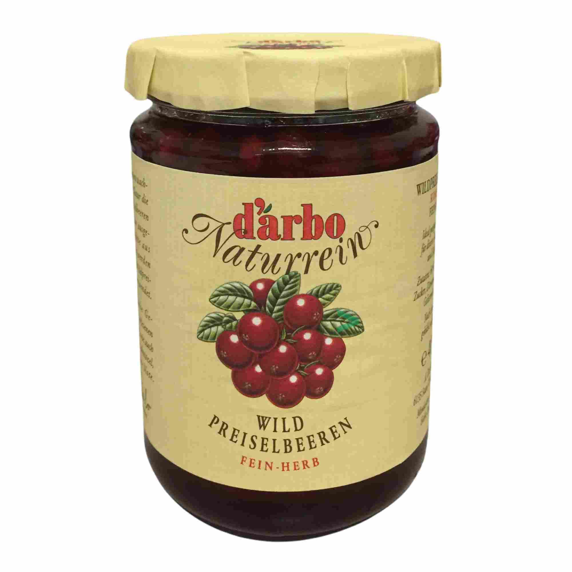D'Arbo Wildpreiselbeeren 6er Pack (6x400g Glas) + usy Block
