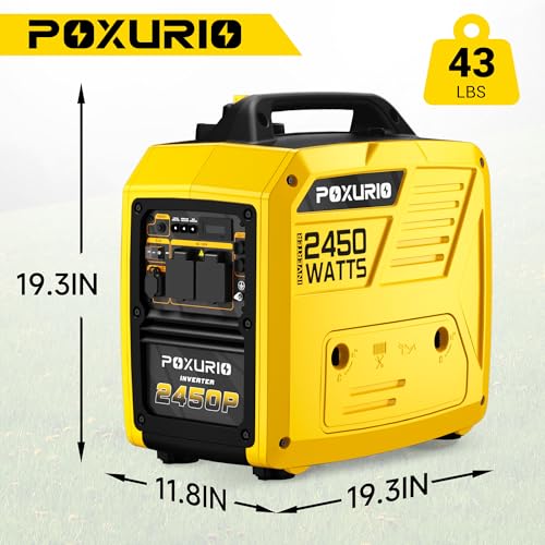 Image of 2450-Watt Inverter Generator for Home Use, 1.6Gallon Large Fuel Tank Up to 8.3 Hours Use, 120V Gas Powered Generator Super Quiet, Yellow
