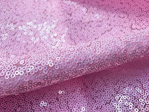 Tissu à paillettes extensible rose layette de 130 cm pour costumes de carnaval éclatants