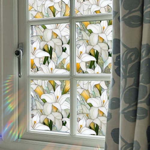Vinilo Decorativo de Privacidad para Ventana Flores Blancas 15.75x40 pulgadas miniatura 1