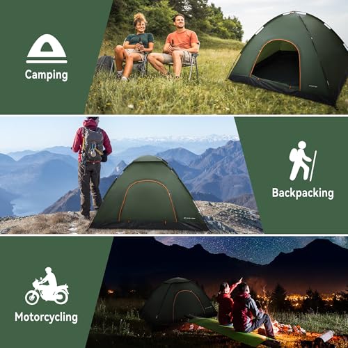 1-2 personTent Waterproof & Windproof Family Tents Camping-Tent All-Weather Backpacking-Tent for Camping-Hiking, Outdoor Adventures with Carry Bag - Image 6
