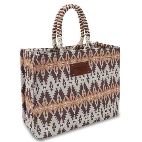 Wrangler Tote Bag Oversized Womens Handbags and Purses with Braided Rope Handles Travel Beach Tote Shoulder Bag WG284A-8119KH
