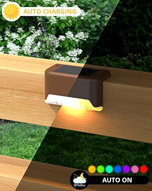 8 Pack Solar Deck Lights,Stair Waterproof Color Changing Solar Lights Pool Side Outdoor for Fence,Pool,Step,Patio,Backyard