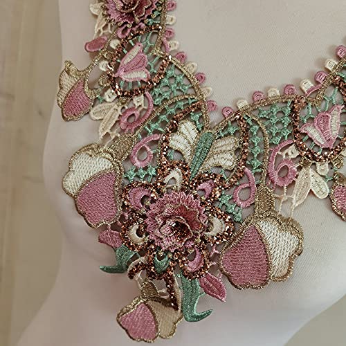 Embroidered Floral Lace Neckline Neck Collar Trim Clothes Sewing Applique Edge (Style B) #TOP1
