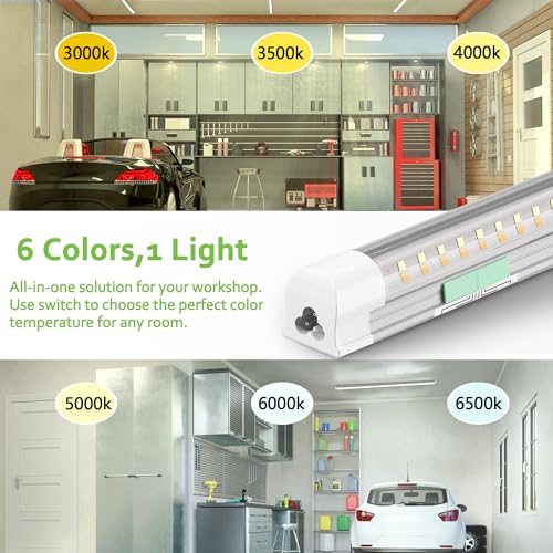 Image of Dimmable LED Shop Lights 4FT,30W 4500LM,6CCT Tunable,Plug-in Garage Lights